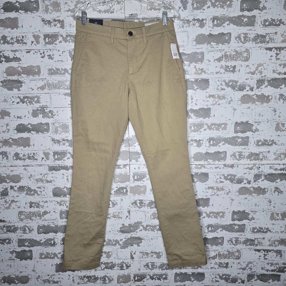 NEW Gap Pants Mens 28x30 ( Fits 30x31) Beige Khaki Slim Fit Straight Leg Stretch
